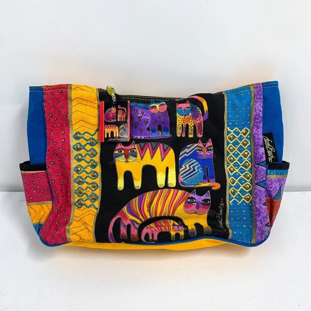 Laurel Burch Fantastic Felines Multicolor Tote‎ Handbag Purse Cat Theme Tote